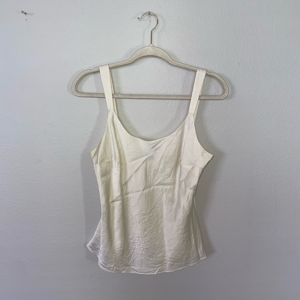Transitions Cream Silk Shell Drape Neck Tank Top Slip